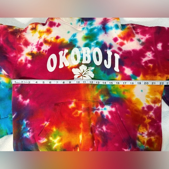 NWT Jon Lauren Womens Tie Dye Drawstring Multicolor Pullover Hoodie Size L - Picture 8 of 12